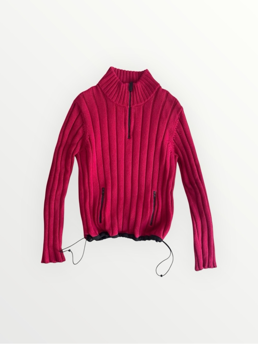 Vintage Jones New York Women’s Fuschia Ribbed Half-Zip Sweater Size M